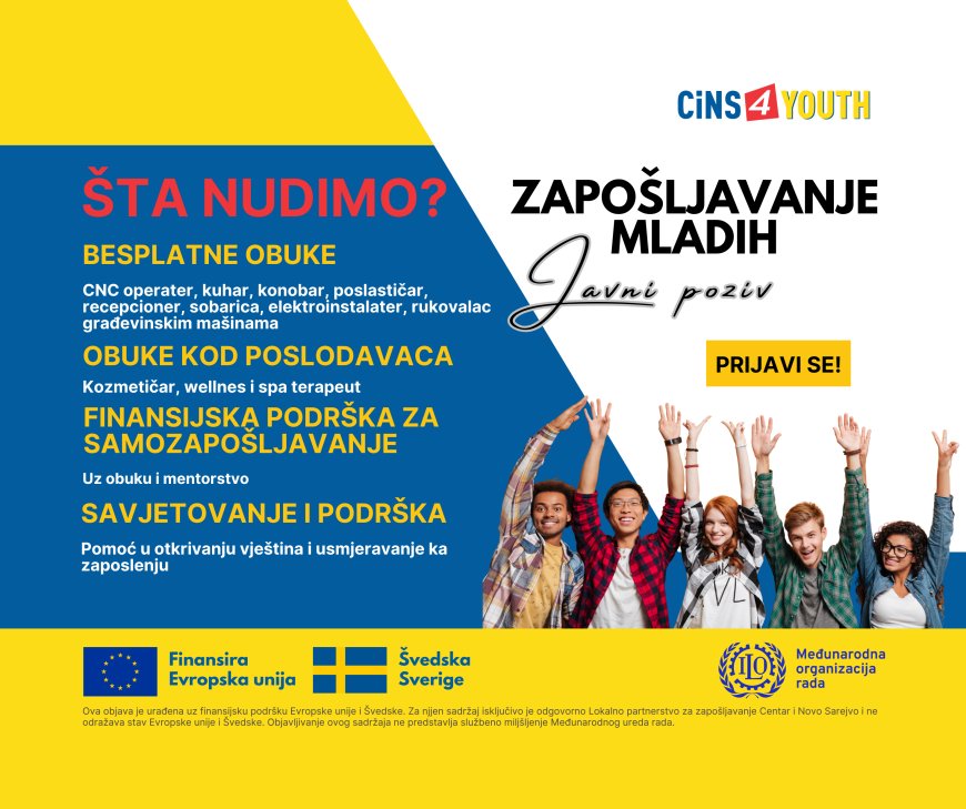 CIN4YOUTH: Objavljen javni poziv za zapošljavanje mladih